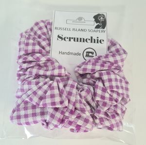 Handmade NEW Purple White Check Hair Scrunchie